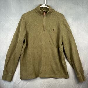 Vintage Polo Ralph Lauren Sweater Jacket Medium Ribbed Quarter Zip Pullover Mock